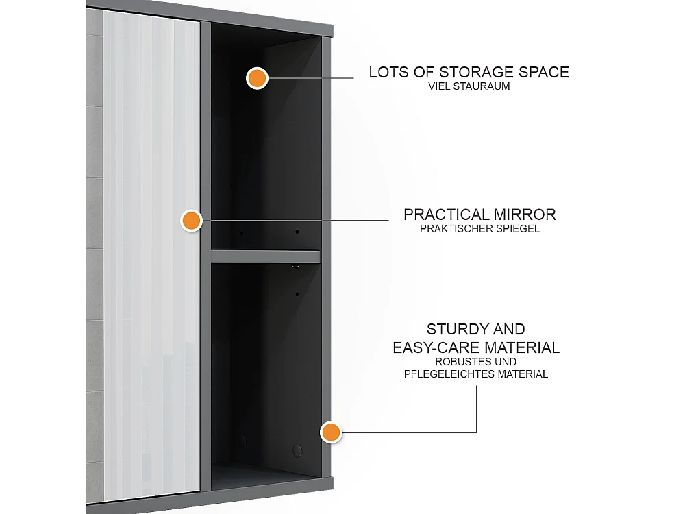 Armoire de toilette anthracite/chêne de montagne 60x20x60 leano