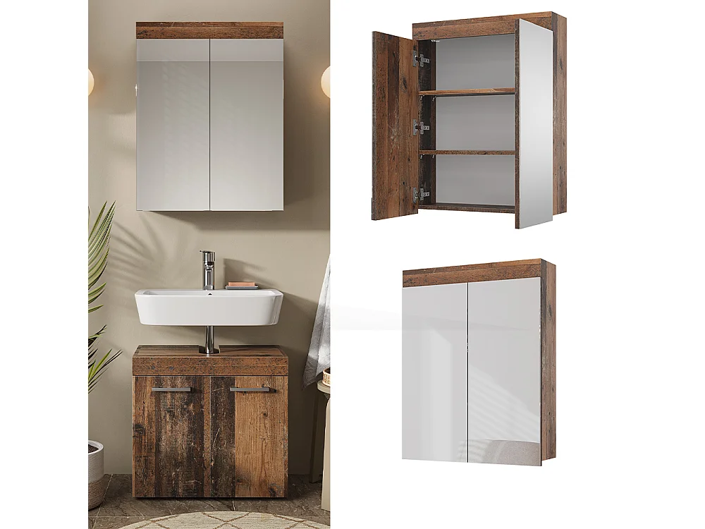Armoire de toilette oldstyle 60x17x77 luna