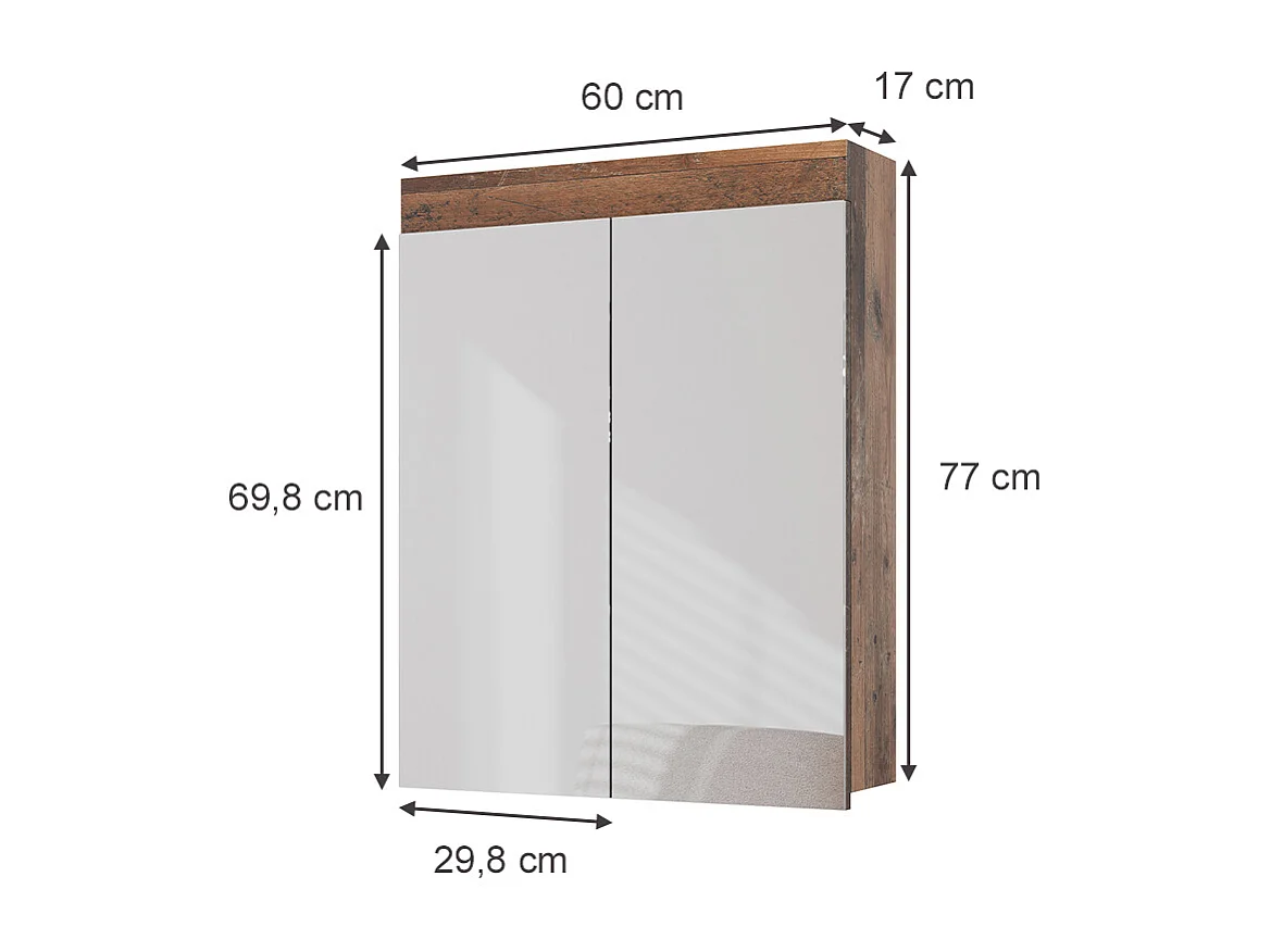 Armoire de toilette oldstyle 60x17x77 luna