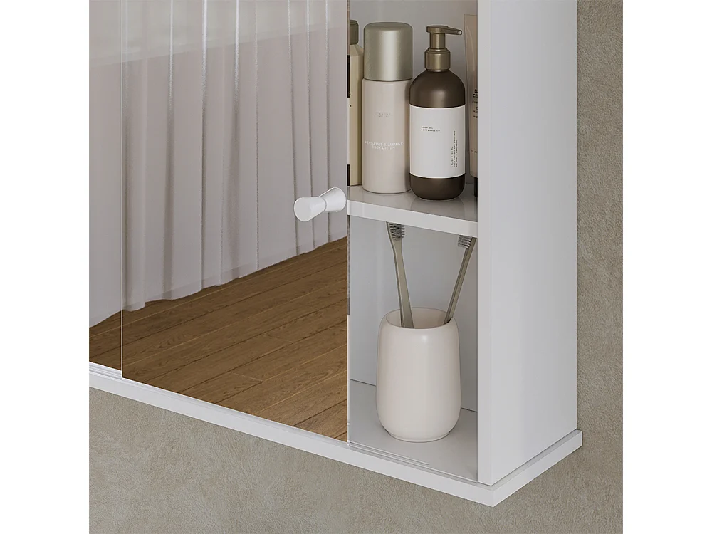 Armario con espejo de baño blanco 55x14x40 mireo