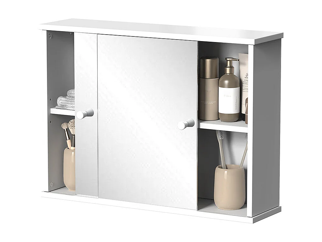 Armario con espejo de baño blanco 55x14x40 mireo