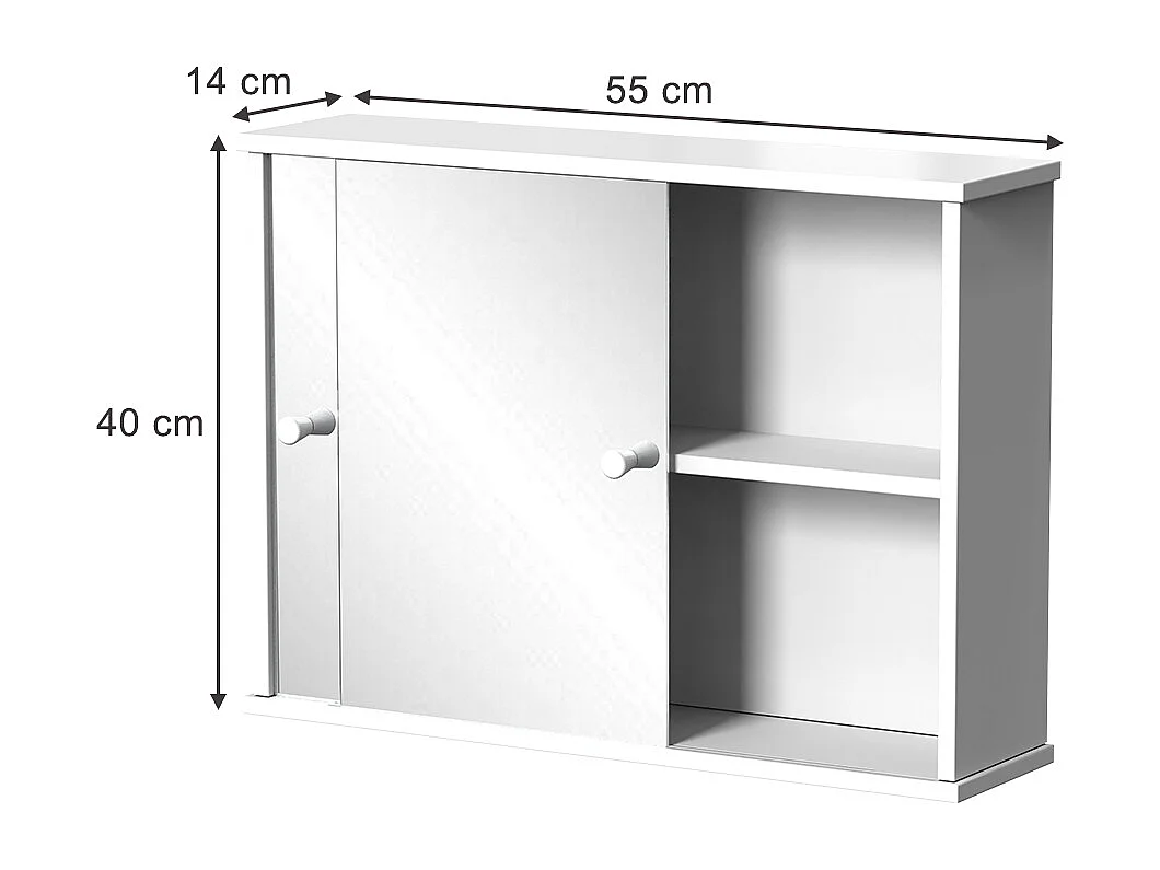 Armoire de toilette blanc 55x14x40 mireo