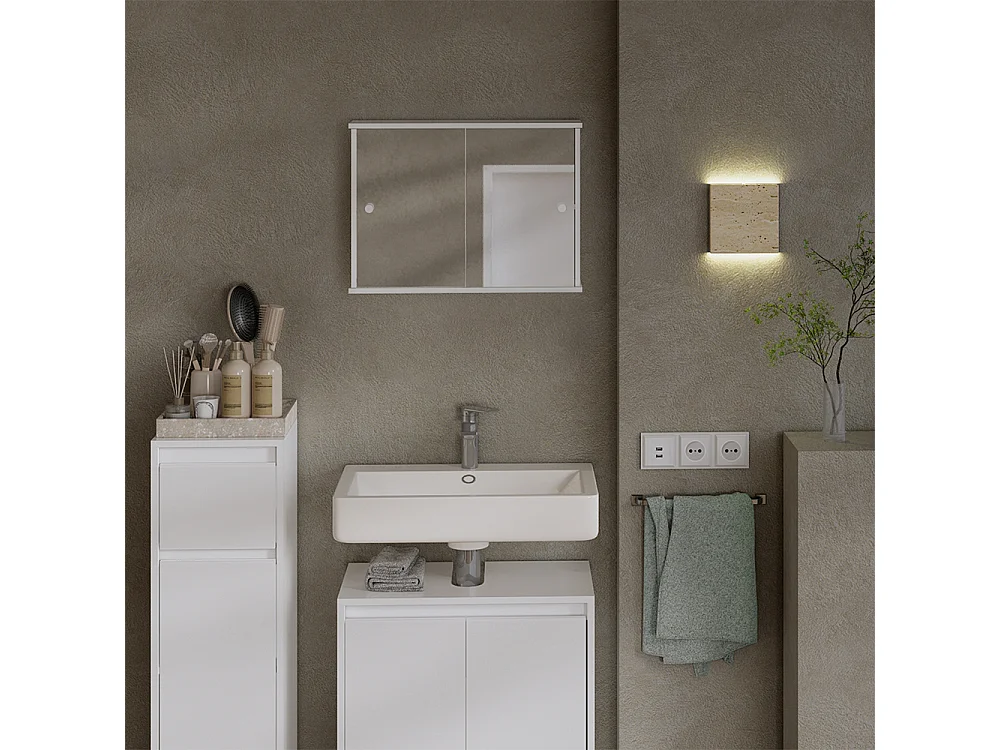 Armoire de toilette blanc 55x14x40 mireo