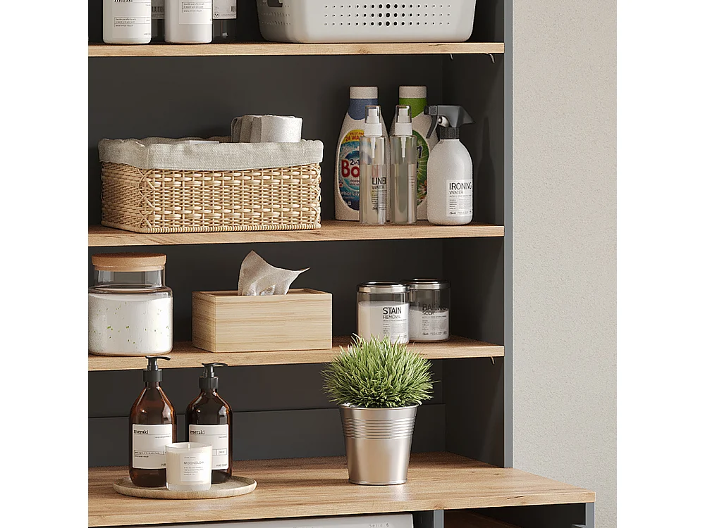 Armoire de salle de bain anthracite/chêne doré 93.6x29x100.4 viktor