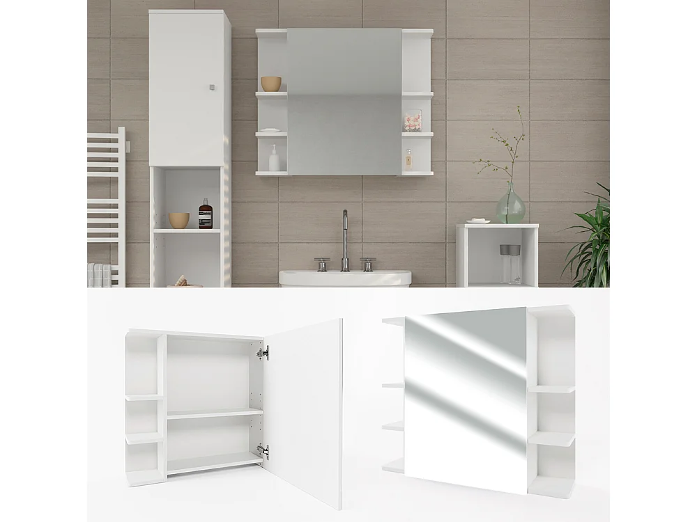 Armoire de toilette blanc 79.6x21.2x64 fynn