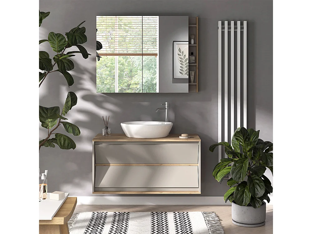 Armario con espejo para baño cachemira 100x18x75 edelin