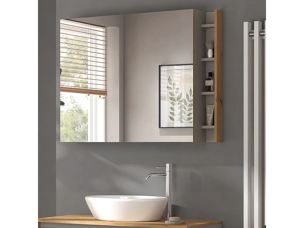 Armario con espejo para baño cachemira 100x18x75 edelin