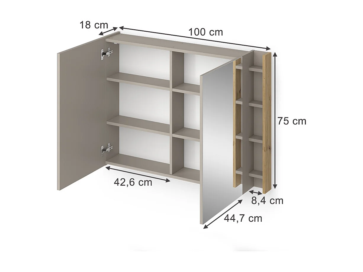 Armoire de toilette cachemire 100x18x75 edelin
