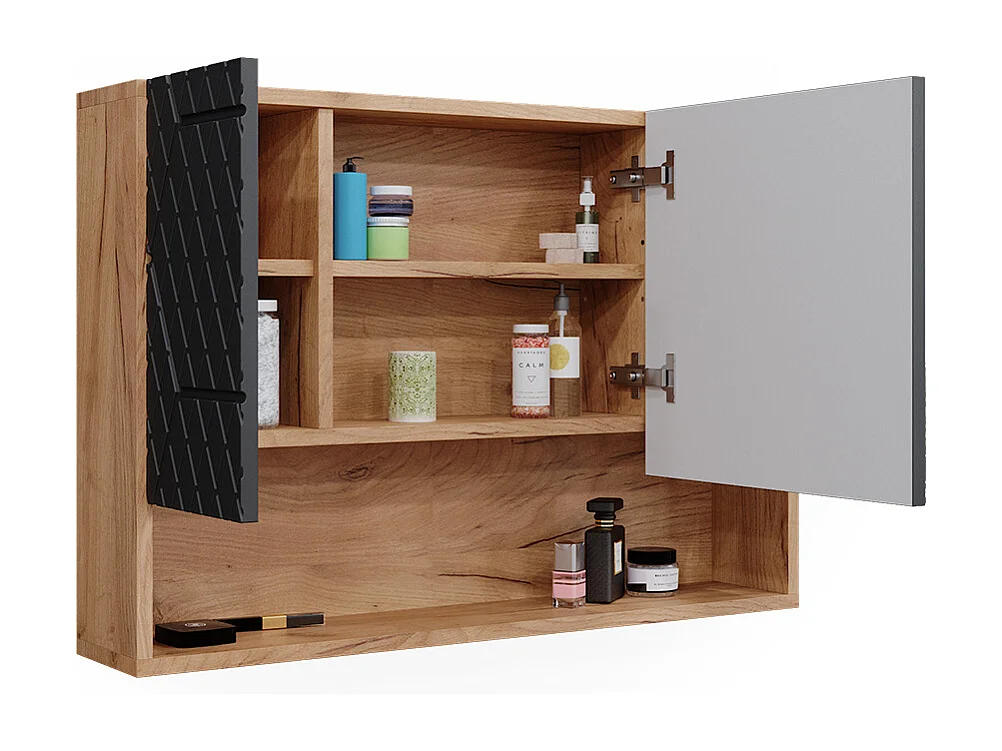 Armoire de toilette anthracite avec structure en nid dabeille 80.1x17x55 irma