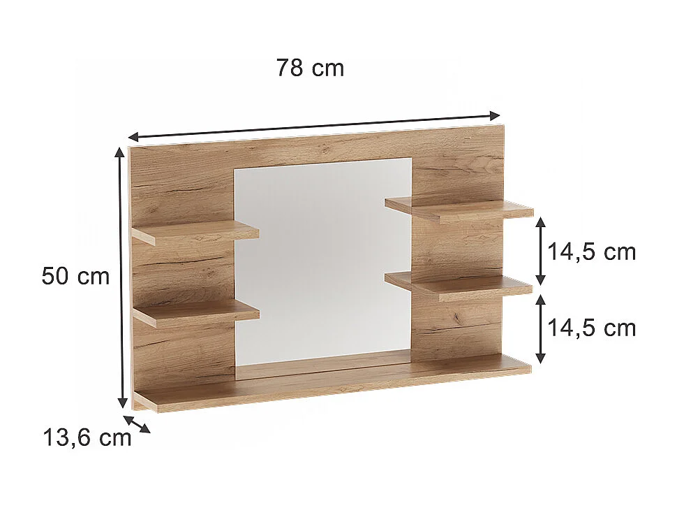 Armoire de toilette chêne de force doré 78x13.6x50 wilbur