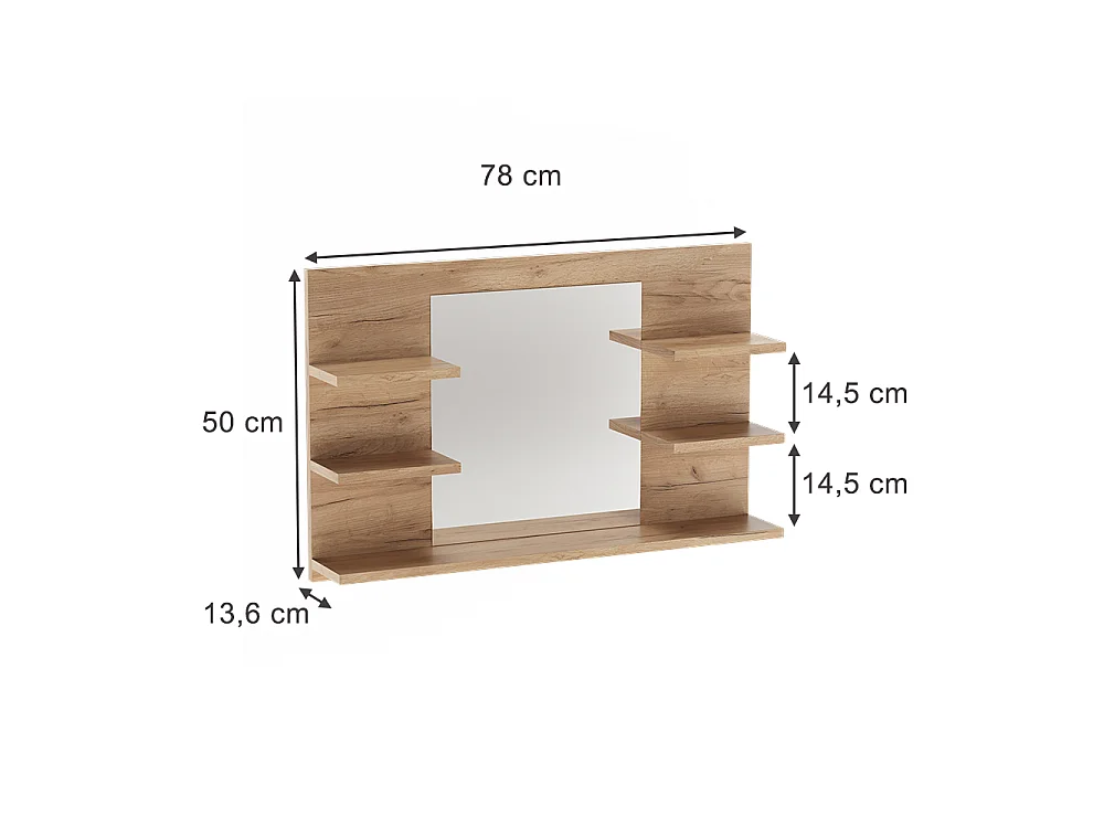 Badspiegelschrank goldkraft eiche 78x13.6x50 wilbur