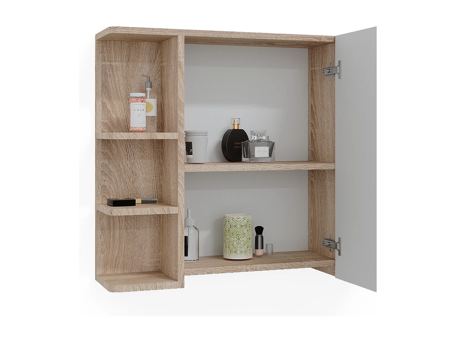 Armario con espejo para baño sonoma 79.6x21.2x64 fynn