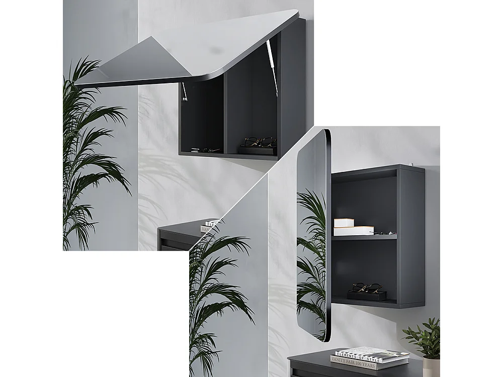 Armario con espejo para baño antracita 70x17.4x50 zino