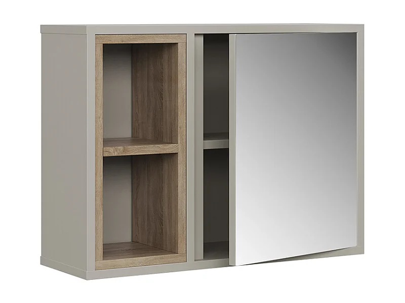Armoire de toilette avec miroir grège 60x20x45 elnor