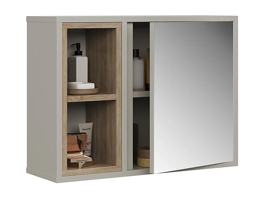 Armoire de toilette avec miroir grège 60x20x45 elnor