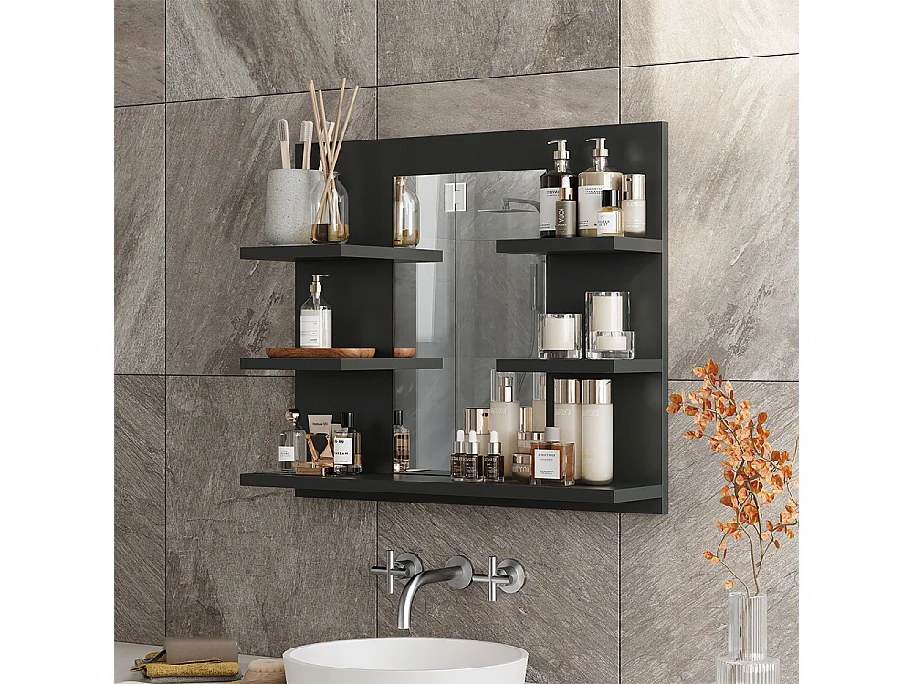 Armario con espejo para baño antracita 58.8x13.6x50 wilbur