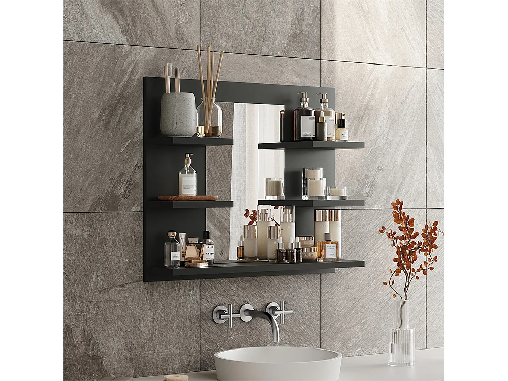 Armario con espejo para baño antracita 58.8x13.6x50 wilbur