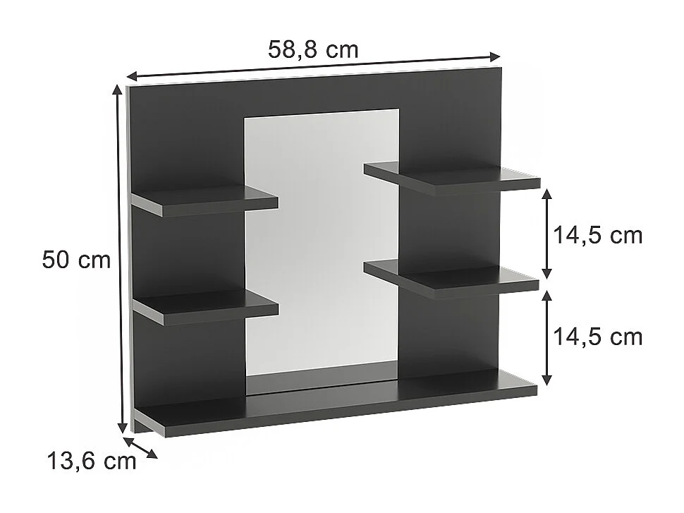 Armoire de toilette anthracite 58.8x13.6x50 wilbur