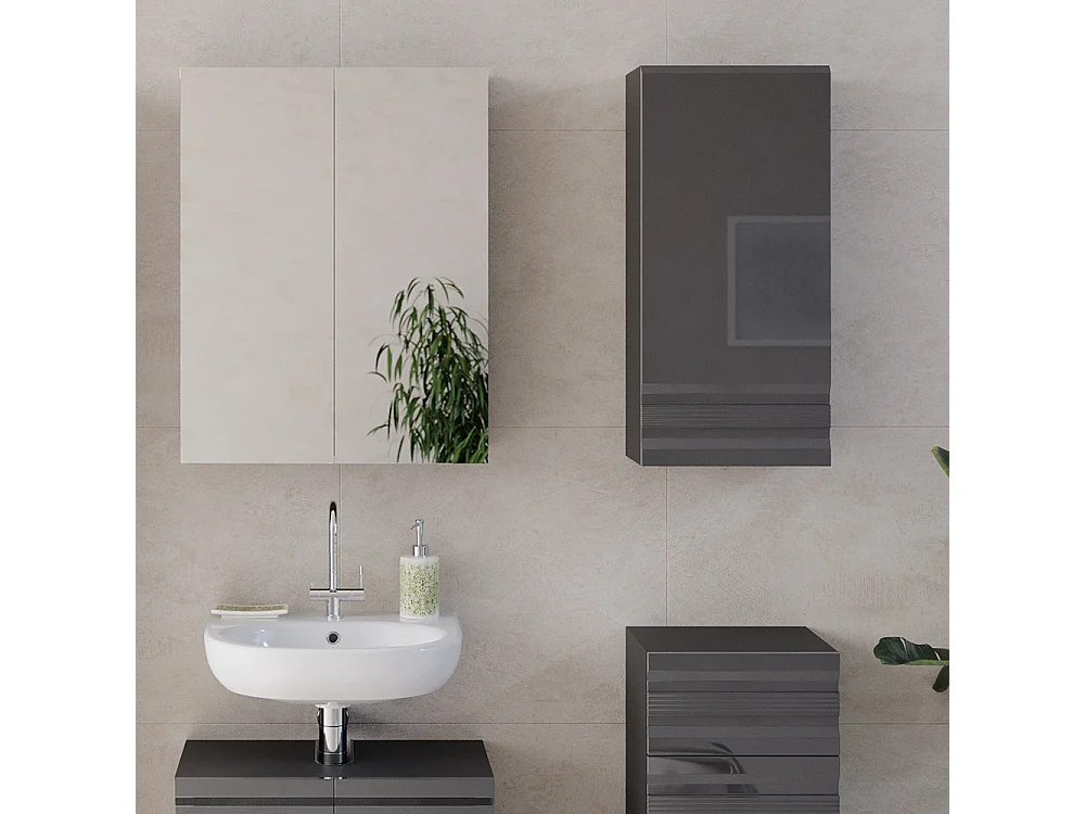 Armario de baño antracita alto brillo 36.4x23.5x77 fredd
