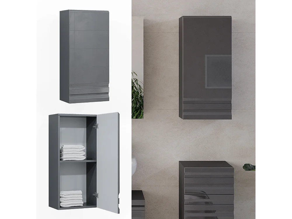 Armoire murale anthracite haute brillance 36.4x23.5x77 fredd