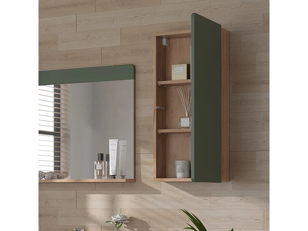 Mueble de pared roble verde/dorado 36.6x15.6x76.6 izan
