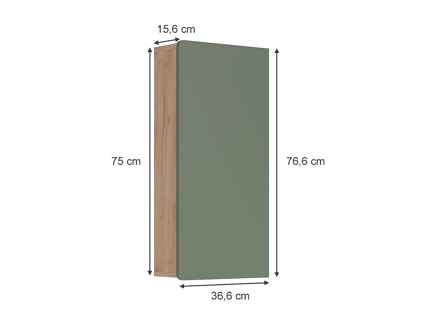 Armoire suspendue vert/force de lor chêne 36.6x15.6x76.6 izan