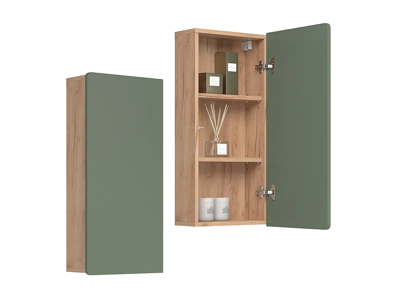 Armoire suspendue vert/force de lor chêne 36.6x15.6x76.6 izan