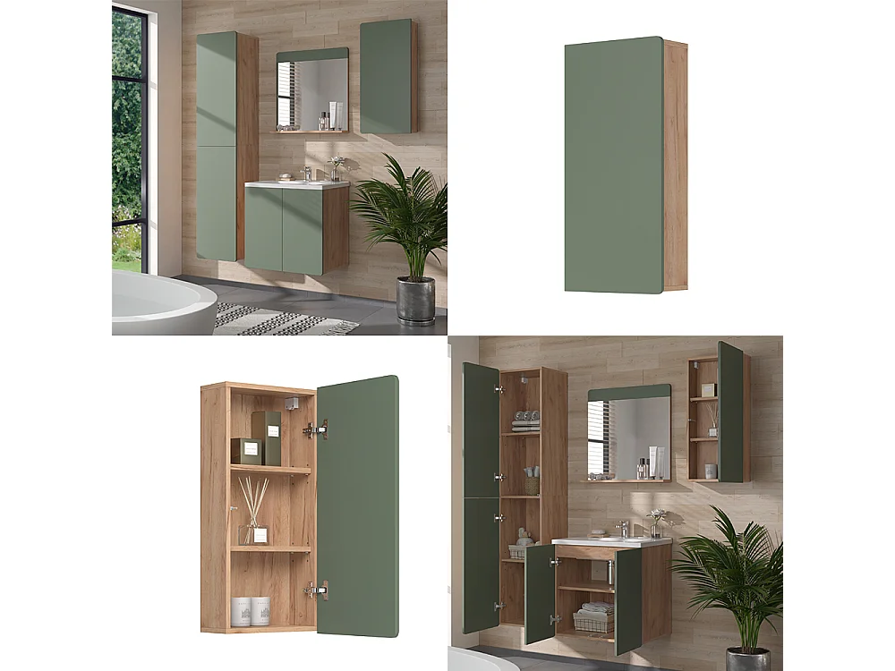 Armoire suspendue vert/force de lor chêne 36.6x15.6x76.6 izan