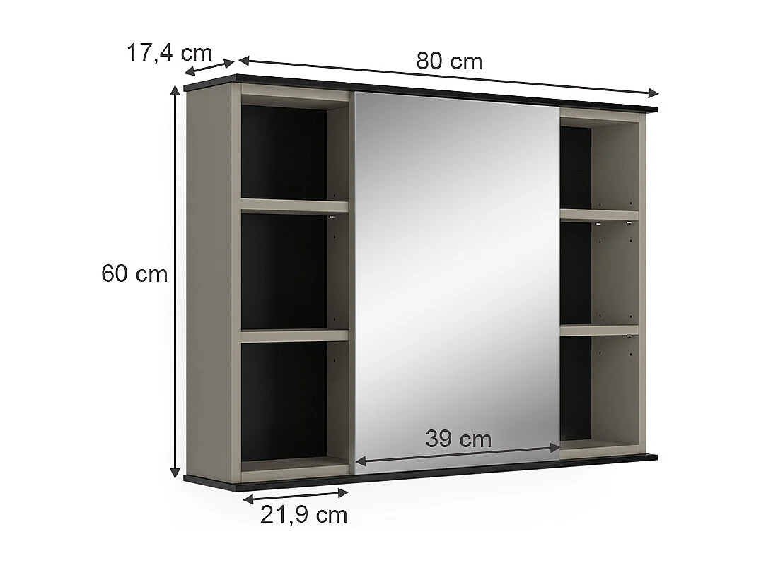Armoire de toilette grège 80x17.4x60 joli