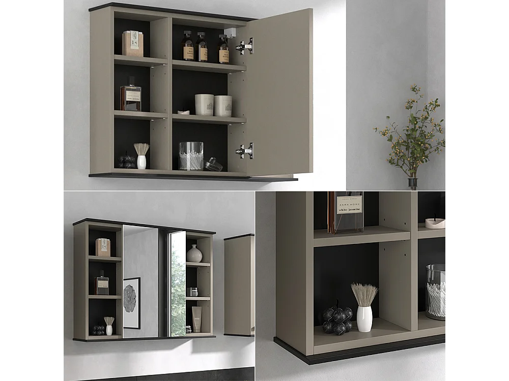 Armoire de toilette grège 80x17.4x60 joli