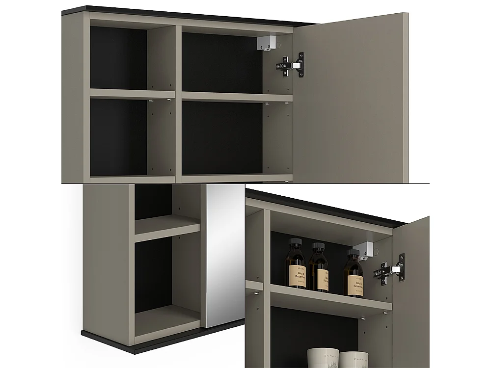 Armoire de toilette grège 80x17.4x60 joli