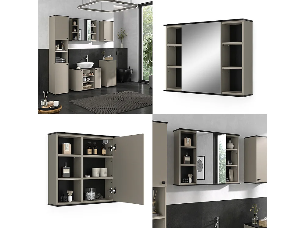 Armoire de toilette grège 80x17.4x60 joli