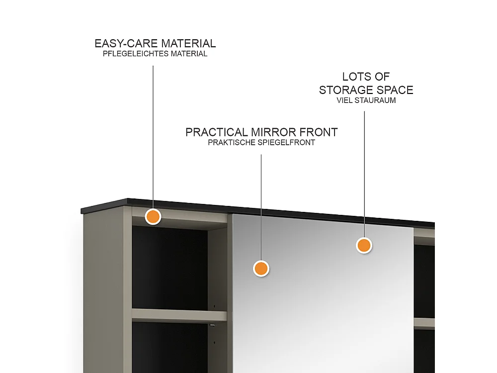 Armoire de toilette grège 80x17.4x60 joli