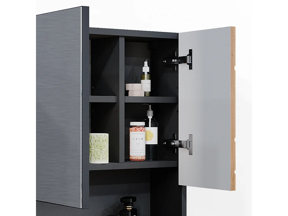 Armoire de toilette chêne doré/anthracite 54x16.9x55 irma