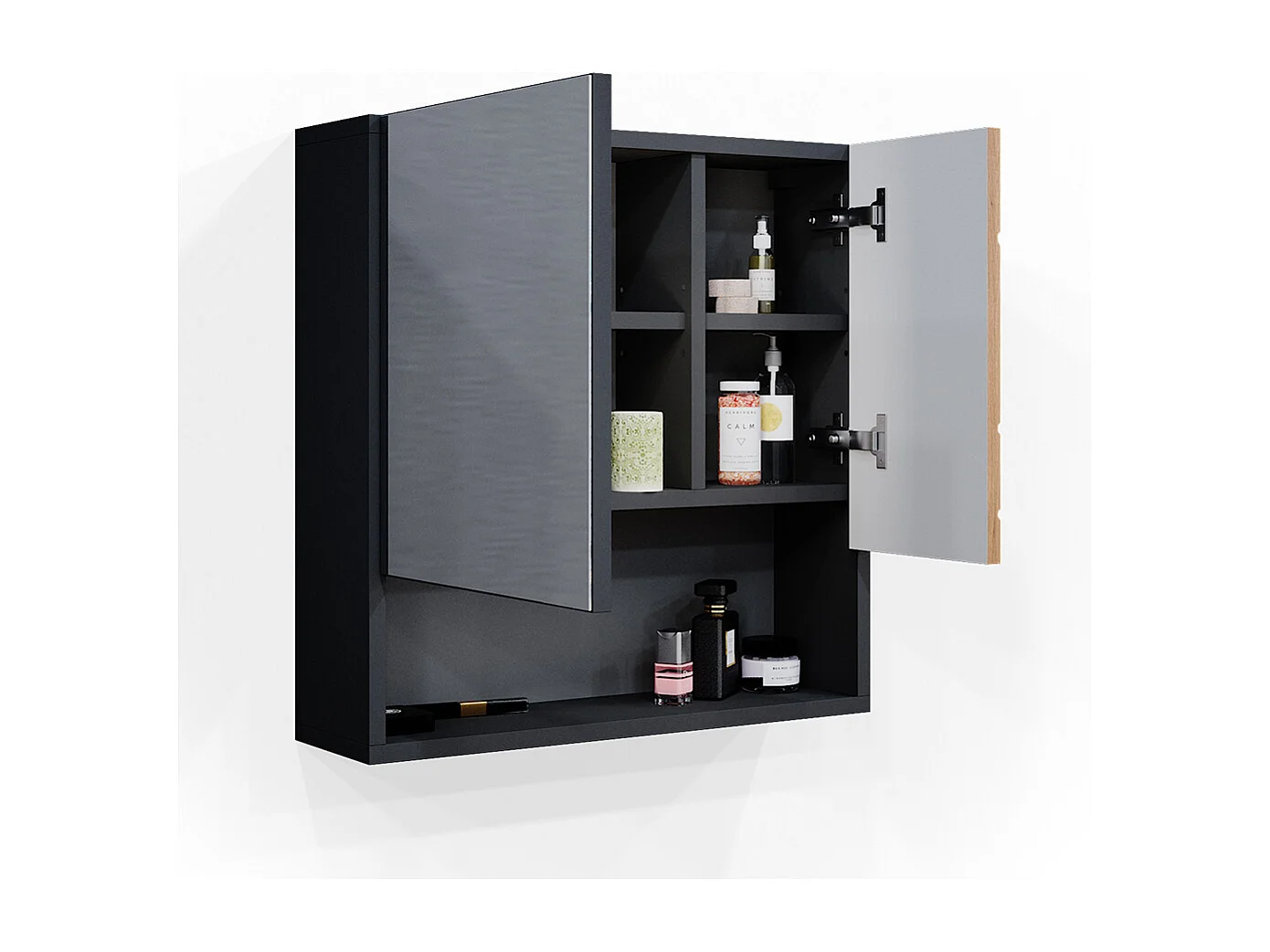 Armoire de toilette chêne doré/anthracite 54x16.9x55 irma