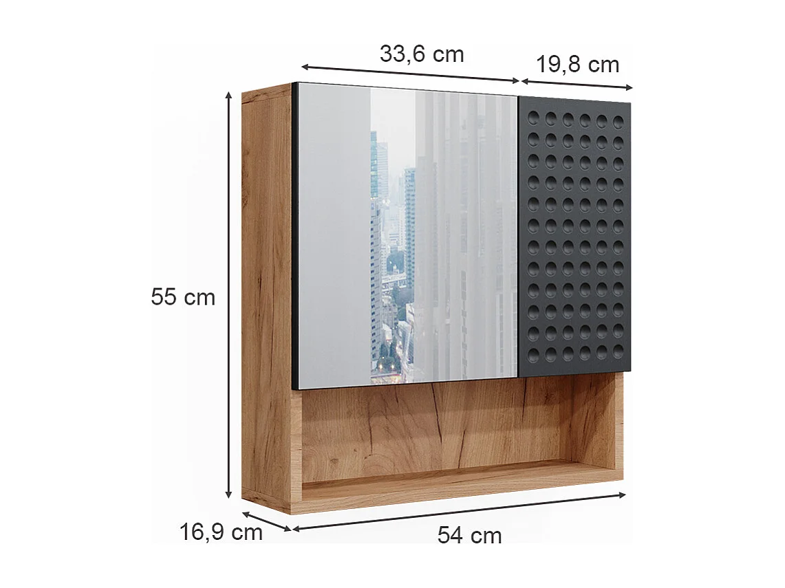 Armoire de toilette anthracite à pois 54x16.9x55 irma