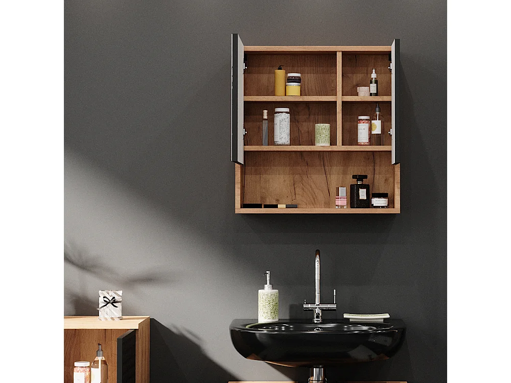 Armoire de toilette anthracite à pois 54x16.9x55 irma