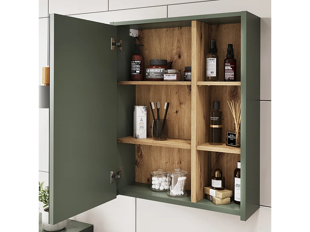 Armoire de salle de bain avec miroir vert/artisan 60x18x75 viola