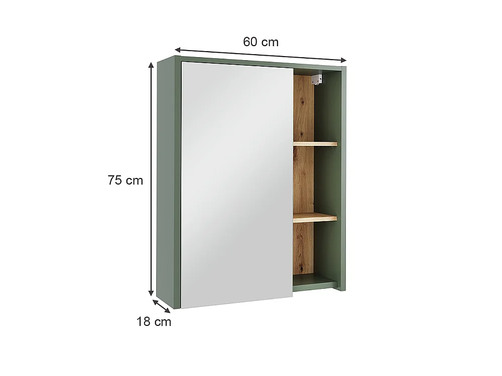 Mobile a specchio per bagno verde/artigianale 60x18x75 viola
