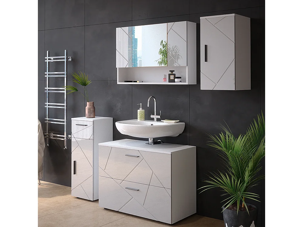 Armario de baño blanco alto brillo 30x24x59 irma