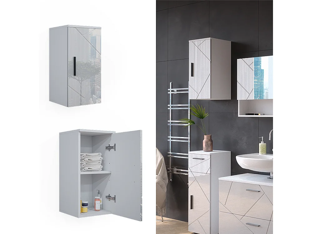 Armoire murale blanc haute brillance 30x24x59 irma