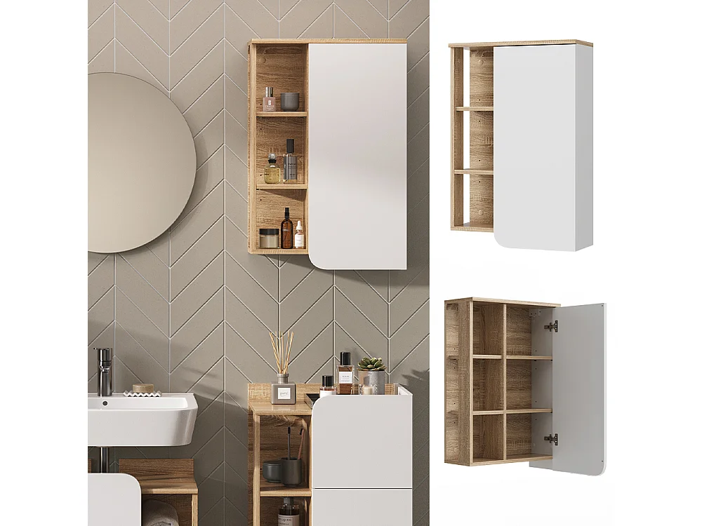 Armario de baño sonoma/blanco 50x20x75 karen