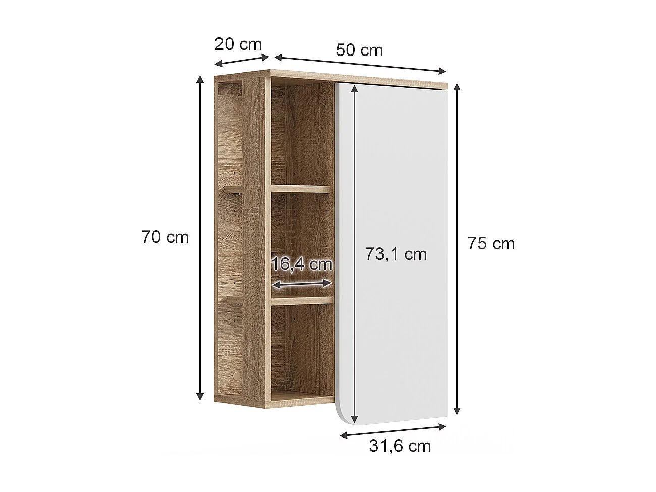 Armoire murale sonoma/blanc 50x20x75 karen