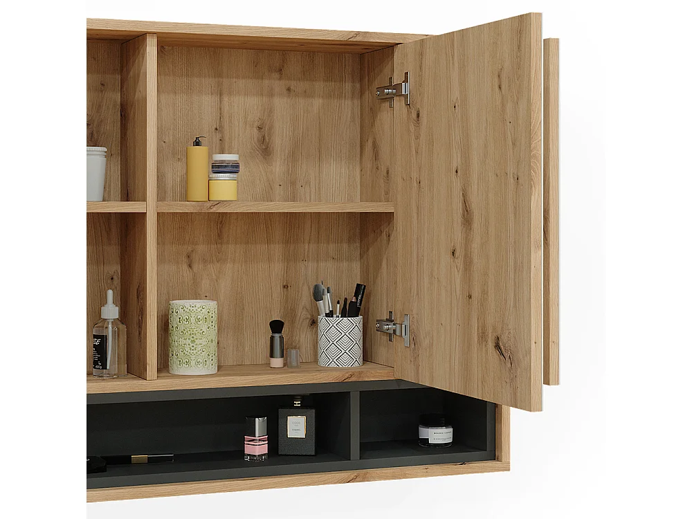 Armoire de toilette chêne artisan/anthracite 80x20x72 beatrice