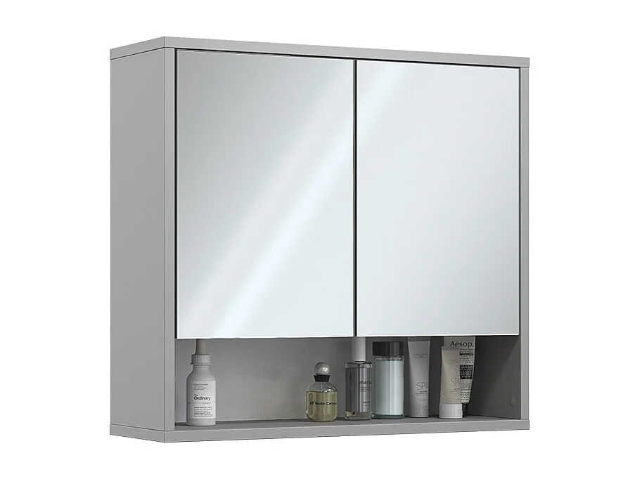 Armario con espejo para baño gris 70x22.1x65 eliza