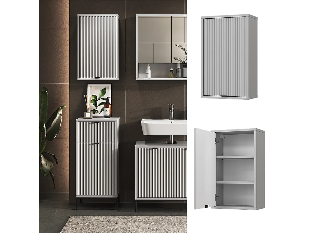 Armario de baño gris 40x22.1x65 eliza