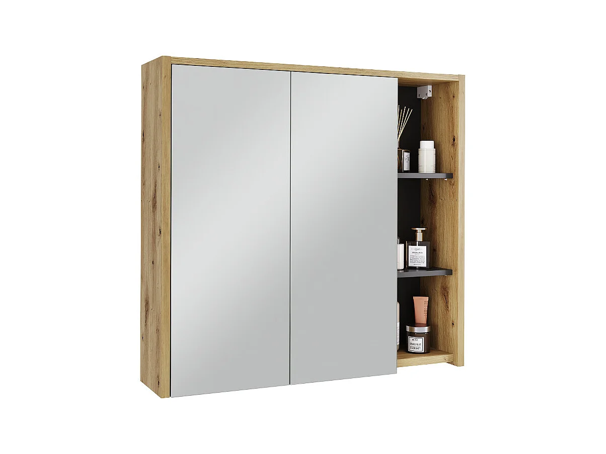 Armario con espejo de baño artesano/gris 80x18x75 viola