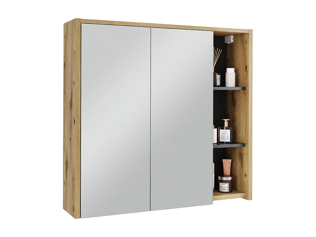 Armoire de salle de bain avec miroir artisan/gris 80x18x75 viola