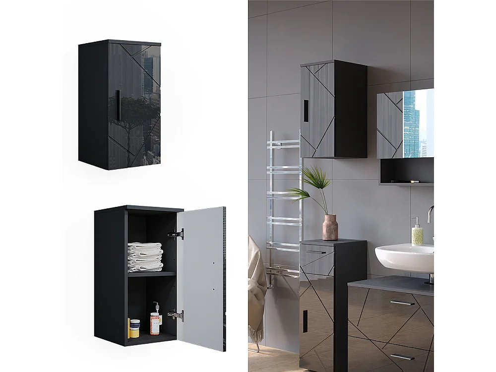 Armario de baño antracita alto brillo 30x24x59 irma