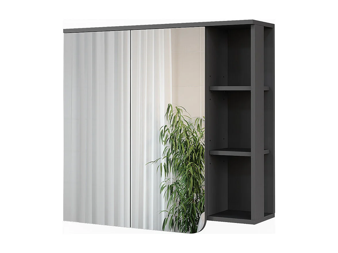 Armoire de toilette anthracite/blanc 80x20x75 karen